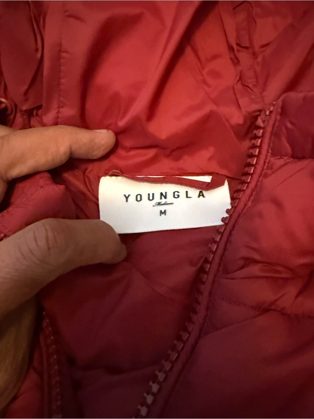 YoungLA Men's Red Hooded Puffer Jacket Size M - Picture 3 of 4